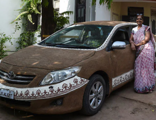 लग्जरी कार पर महिला ने पोत दिया गाय का गोबर, कारण बताते हुए बोलीं- मेरी कार को गर्मी…