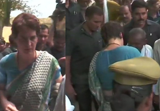 सोनभद्र हत्याकांड: 24 घंटे से धरने पर बैठी प्रियंका गांधी से मिलने पहुंचें पीड़ित परिवार