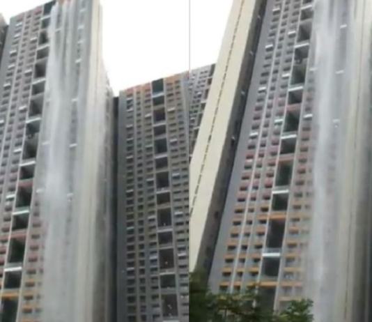 मुंबई: झरना बनीं 40 मंजिला इमारत, लोग बोले- इसे टूरिस्ट डेस्टिनेशन बना दें !